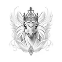 Rose, holly, Pegasus, king crown tattoo design idea