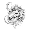 Rose, holly, Pegasus, lion, crown  tattoo design idea