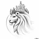 Rose, holly, Pegasus, lion, crown  tattoo design idea