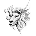 Rose, holly, Pegasus, lion, crown  tattoo design idea