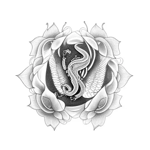A cobra emerging from a lotus flower tattoo design idea