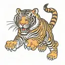 chinese Tiger symbolizing year of Tiger and underneath it in medieval banner 1998 tattoo design idea