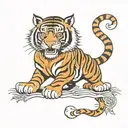 chinese Tiger symbolizing year of Tiger and underneath it in medieval banner 1998 tattoo design idea
