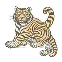 chinese Tiger symbolizing year of Tiger and underneath it in medieval banner 1998 tattoo design idea