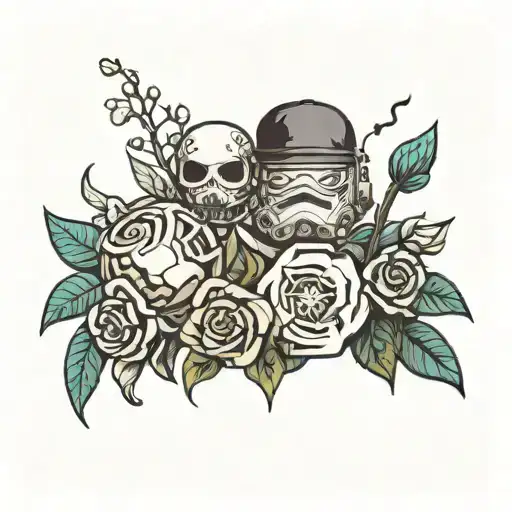 Harry Potter, flowers, Star Wars, and the ocean themed tattoo  tattoo design idea