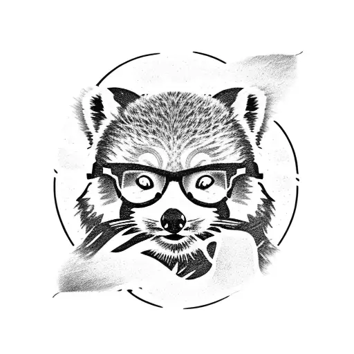 red panda with glasses tattoo design idea
