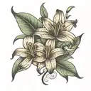tiger lily flower with Farrah in cursive writing tattoo design idea