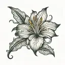tiger lily flower with Farrah in cursive writing tattoo design idea