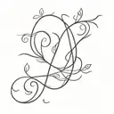 cursive n tattoo design idea