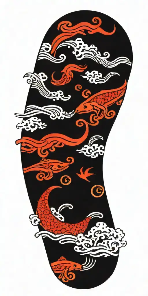 waves food tribal  tattoo design idea
