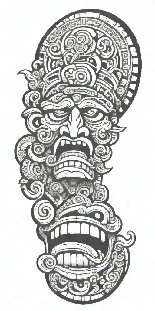 Mayan tongue out tattoo design idea