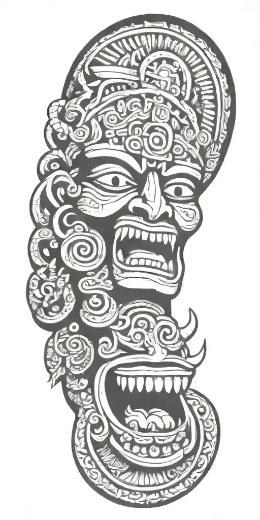Mayan tongue out tattoo design idea