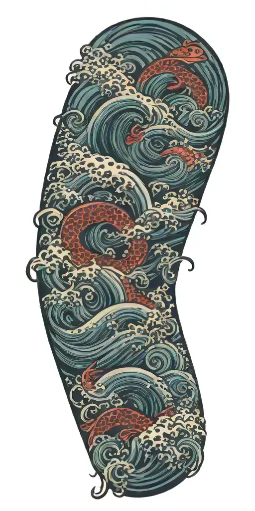 waves food tribal  tattoo design idea