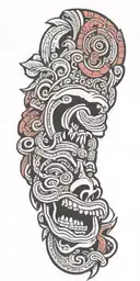 Mayan tongue out tattoo design idea