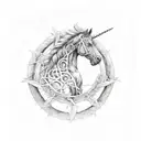 Sleipnir (Odin's eight-legged horse) surrounded by Nordic runes tattoo design idea