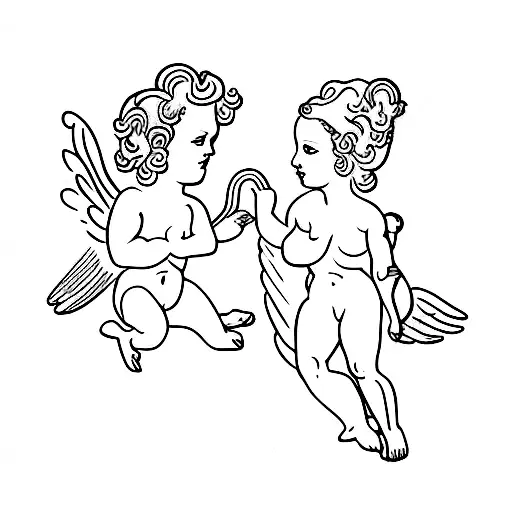 Cupid and psyche tattoo design idea