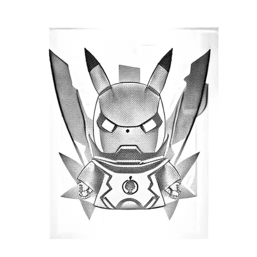pikachu iron man tattoo design idea