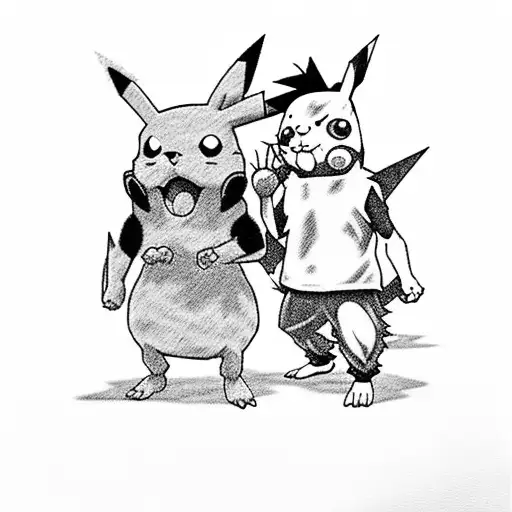 goku y pikachu tattoo design idea