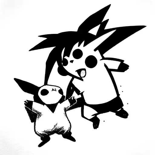 goku y pikachu tattoo design idea
