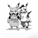 goku y pikachu tattoo design idea