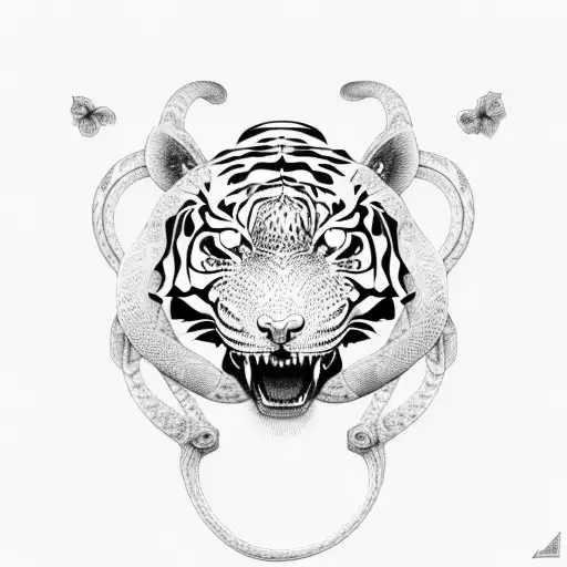 Snake and Tiger tattoo design idea