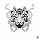 Snake and Tiger tattoo design idea