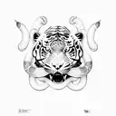 Snake and Tiger tattoo design idea