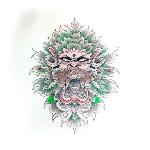 green man tattoo design idea