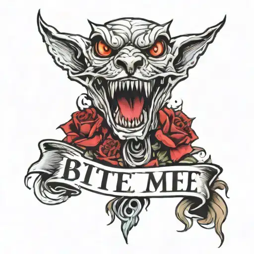 "Bite Me" on neck tattoo design idea