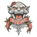 "Bite Me" on neck tattoo design idea