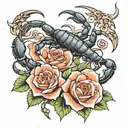 Scorpion and roses tattoo design idea