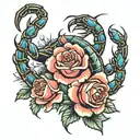 Scorpion and roses tattoo design idea