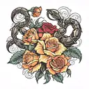 Scorpion and roses tattoo design idea