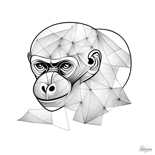 cubist bonobo tattoo design idea