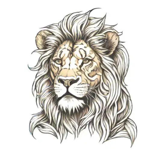 draw a tattoo for me. Draw a lion that symbolized freedom. It has to be a sketch style. It has some lines around it.  tattoo design idea