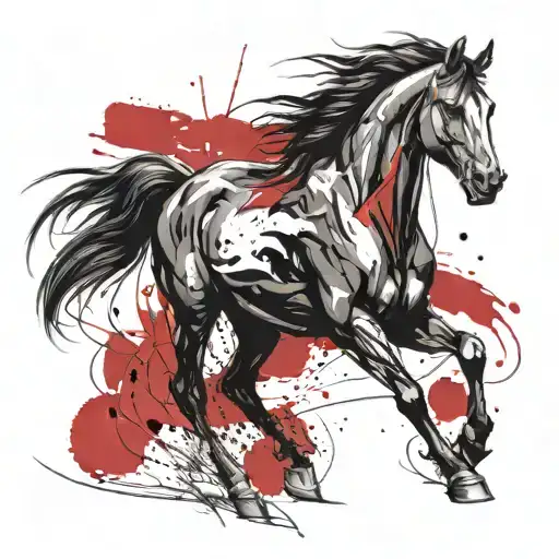 draw a tattoo for me. Draw a horse that symbolized freedom. It has to be a sketch style. It has some lines around it. tattoo design idea