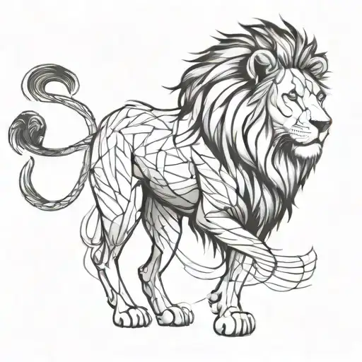 draw a tattoo for me. Draw a lion that symbolized freedom. It has to be a sketch style. It has some lines around it.  tattoo design idea