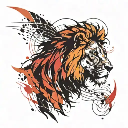 draw a tattoo for me. Draw a lion that symbolized freedom. It has to be a sketch style. It has some lines around it. tattoo design idea