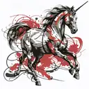draw a tattoo for me. Draw a horse that symbolized freedom. It has to be a sketch style. It has some lines around it. tattoo design idea