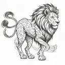 draw a tattoo for me. Draw a lion that symbolized freedom. It has to be a sketch style. It has some lines around it.  tattoo design idea