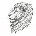 draw a tattoo for me. Draw a lion that symbolized freedom. It has to be a sketch style. It has some lines around it.  tattoo design idea