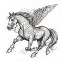 draw a tattoo for me. Draw a horse that symbolized freedom. It has to be a sketch style. It has some lines around it. tattoo design idea