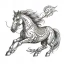 draw a tattoo for me. Draw a horse that symbolized freedom. It has to be a sketch style. It has some lines around it. tattoo design idea
