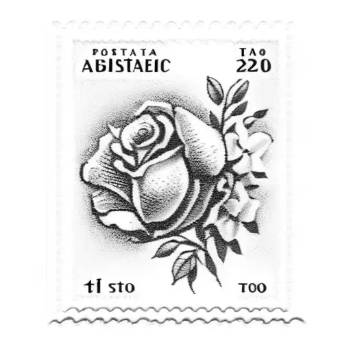 Postage stamp with flowers  tattoo design idea
