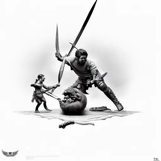 David slaying Goliath tattoo design idea