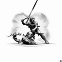 David slaying Goliath tattoo design idea