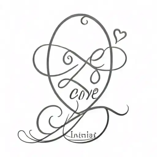 heart infinity sign with names Victoria and Alexander tattoo design idea