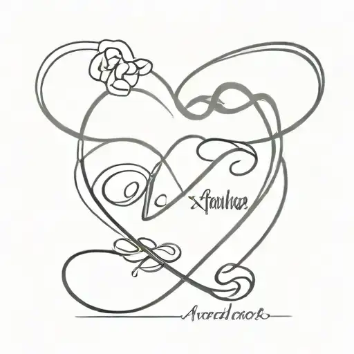 heart infinity sign with names Victoria and Alexander tattoo design idea