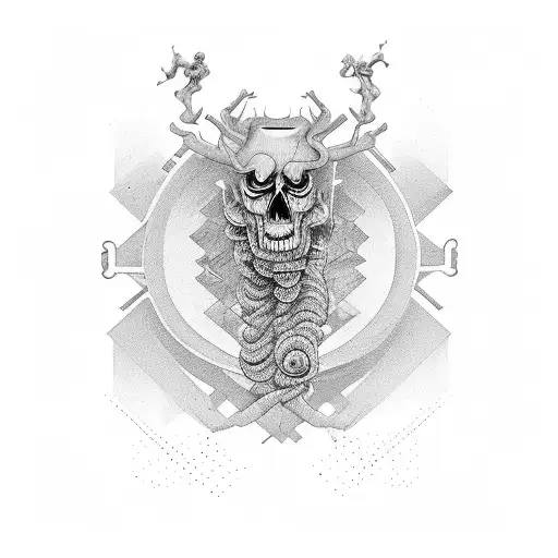 Fear and god intertwined in a surreal composition tattoo design idea