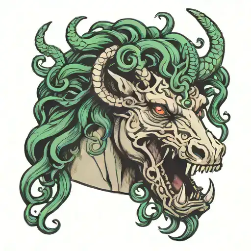 Scary Medusa horse head  tattoo design idea